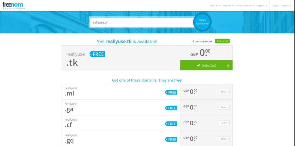 register a domain name with freenom