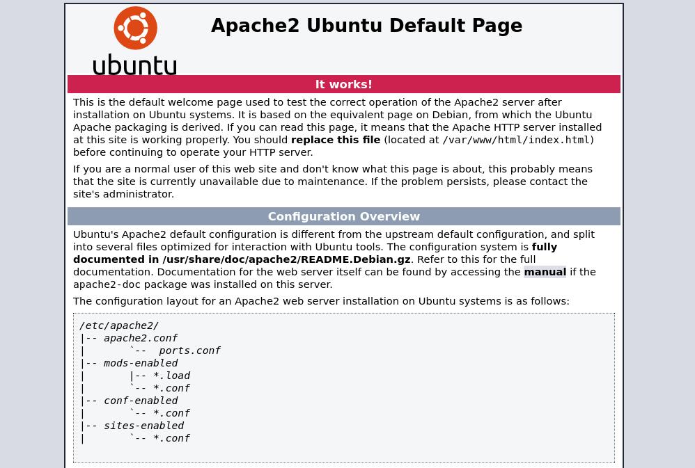 default Apache start page