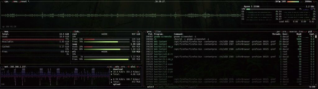 btop system monitor