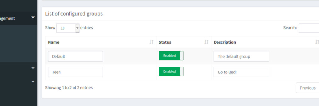 configure a new group in pihole admin interface