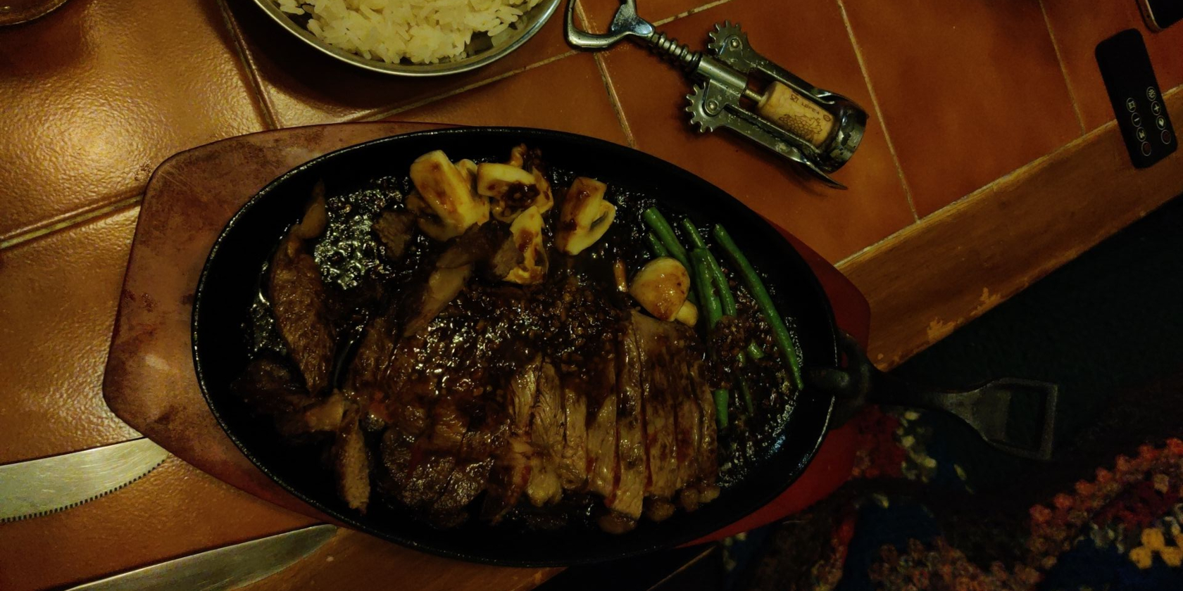 A delicious meal served on a cast iron skillet