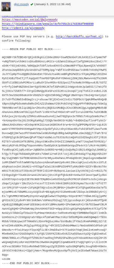 A pgp encrytion key. It's very long