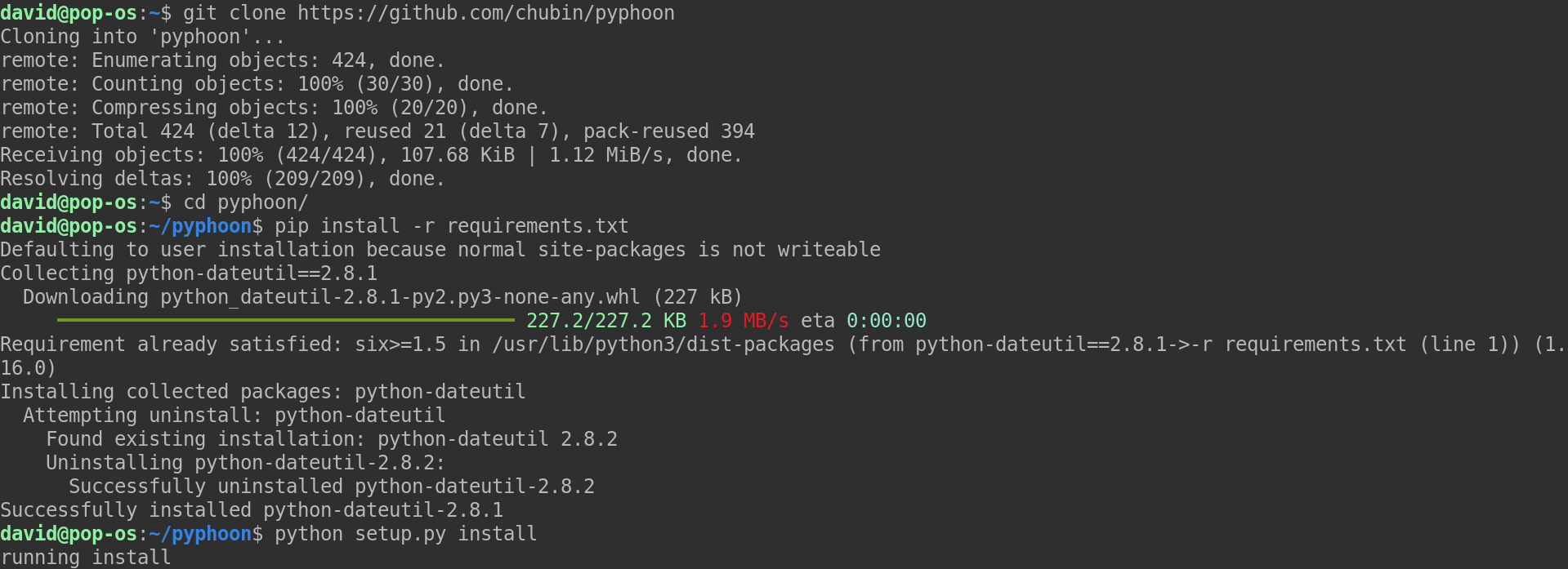 installing pyphhon with pip