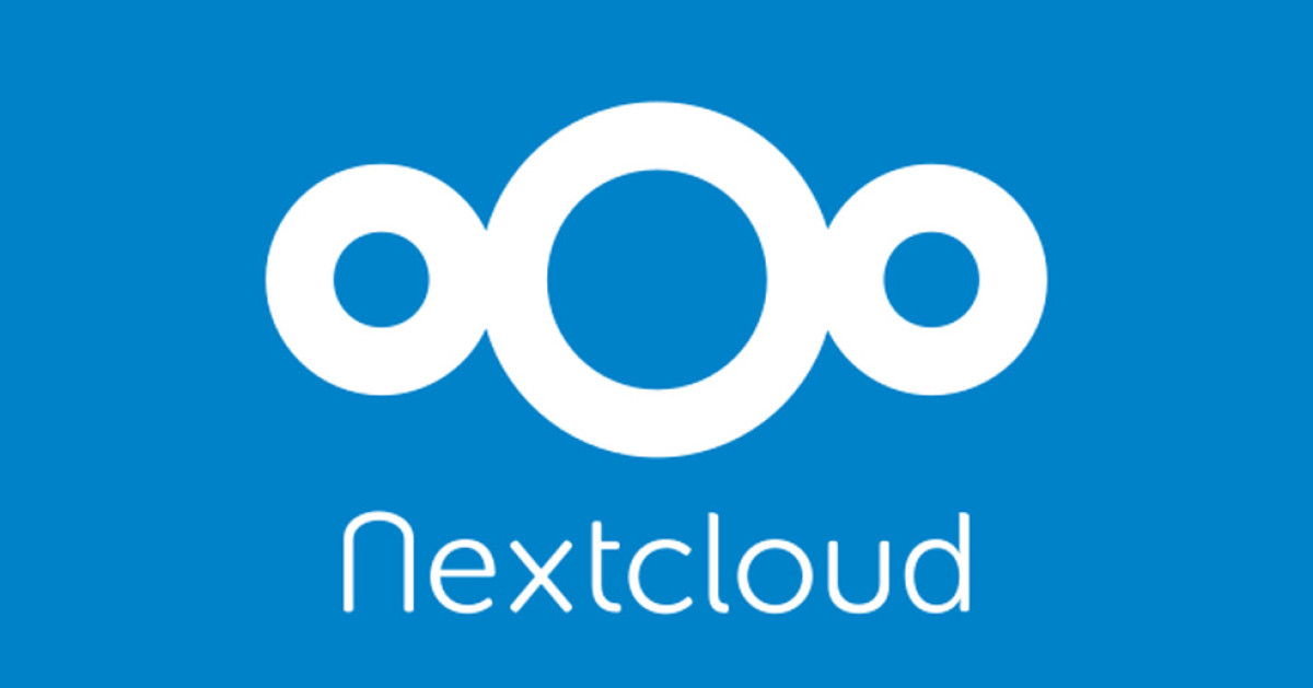White nextcloud logo on a blue background