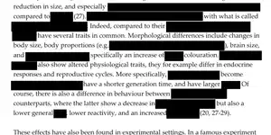 Extract of "Dog behaviour" heavily obfuscated with black rectangles