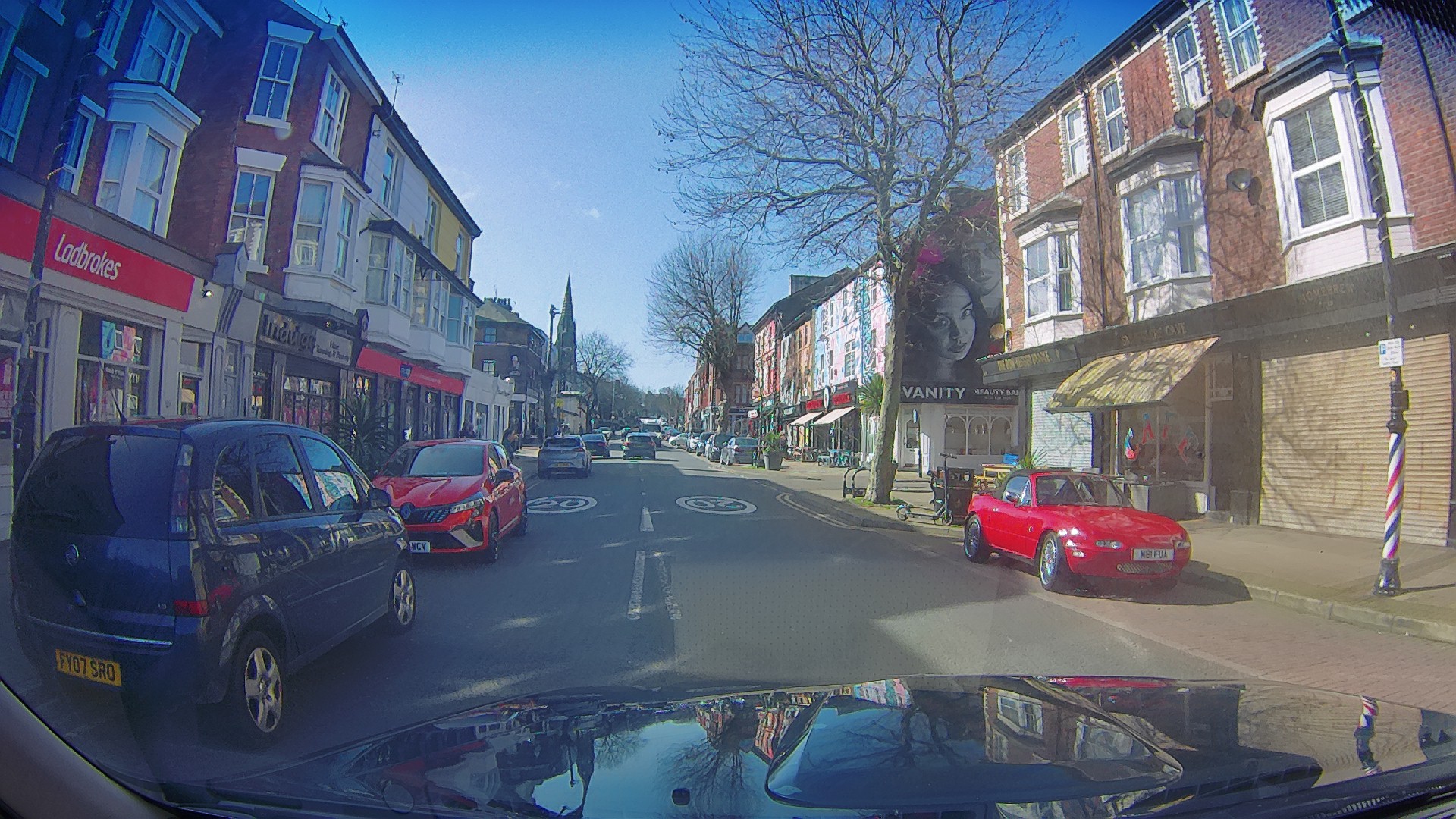 Dashcam photo of Victoria Road in New Brighton