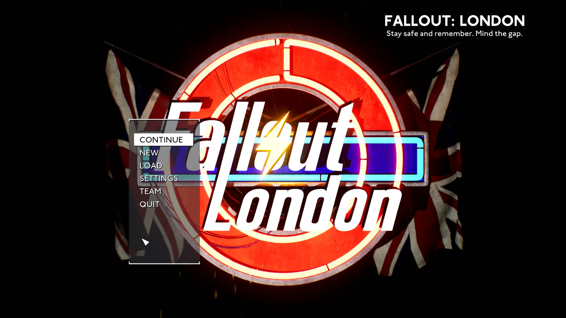 Fallout London menu screen